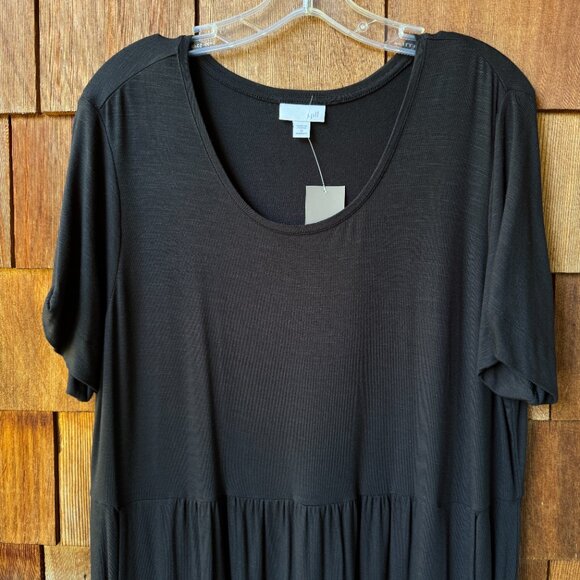 NWT J. Jill Black Relaxed Fit Jersey Knit Short Sleeve Maxi Dress w/Pockets - 1X - Picture 5 of 10